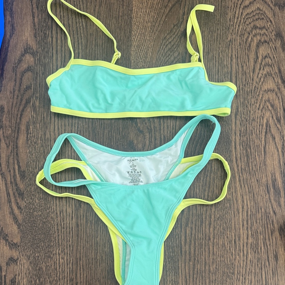 Seafoam & Lemon Contrast Bikini Set - Women